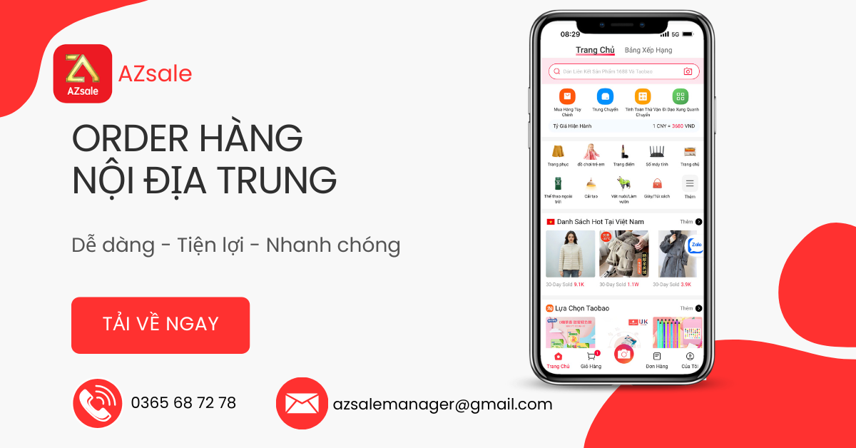 AZsale - ứng dụng order hàng nội địa trung uy tín